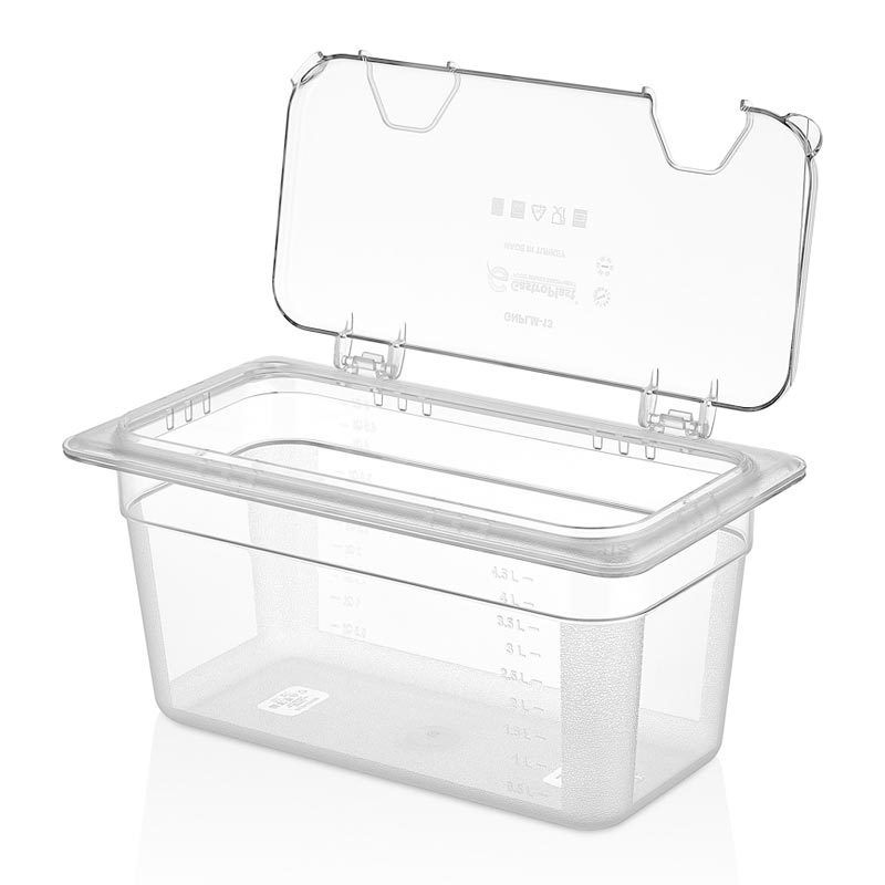 GastroPlast GN 1/3 Polikarbon Opsiyonel Açık Köşeli Menteşeli Gastronorm Küvet Kapak