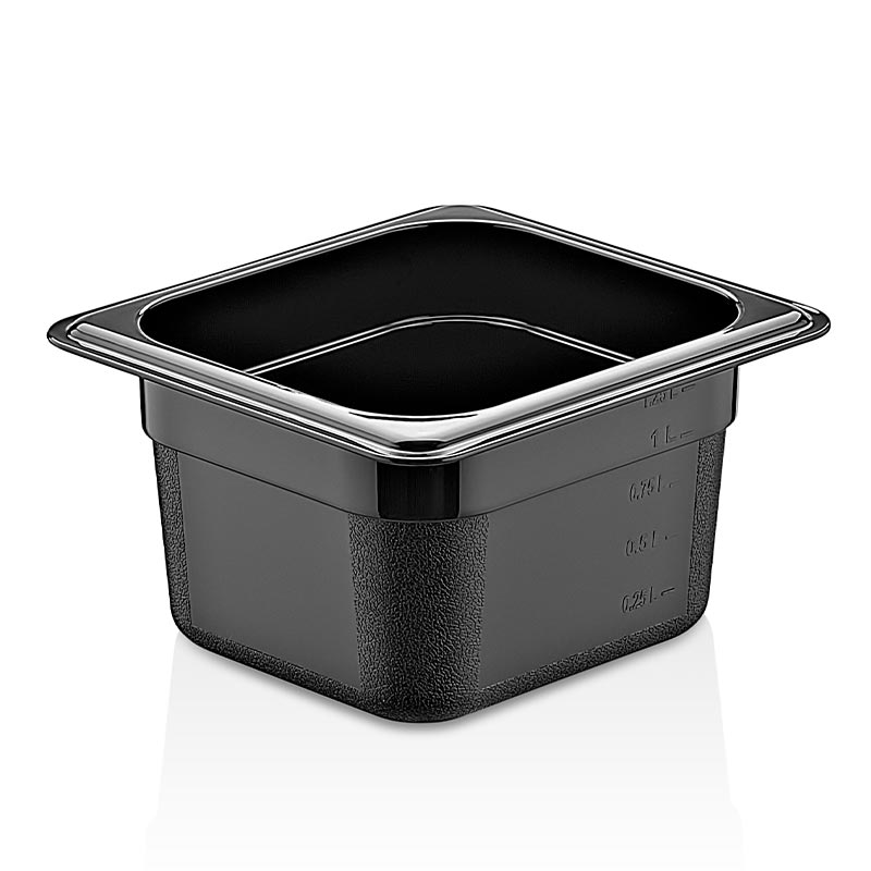 GastroPlast GN1/6-150 mm Polipropilen Gastronorm Küvet, Siyah